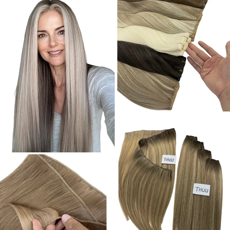 

100% Human Virgin Hair Super Genius Weft 20inch 100g #TAC #TFF Pre Stitched Hair Extensions Double Efficiency & Natural Look