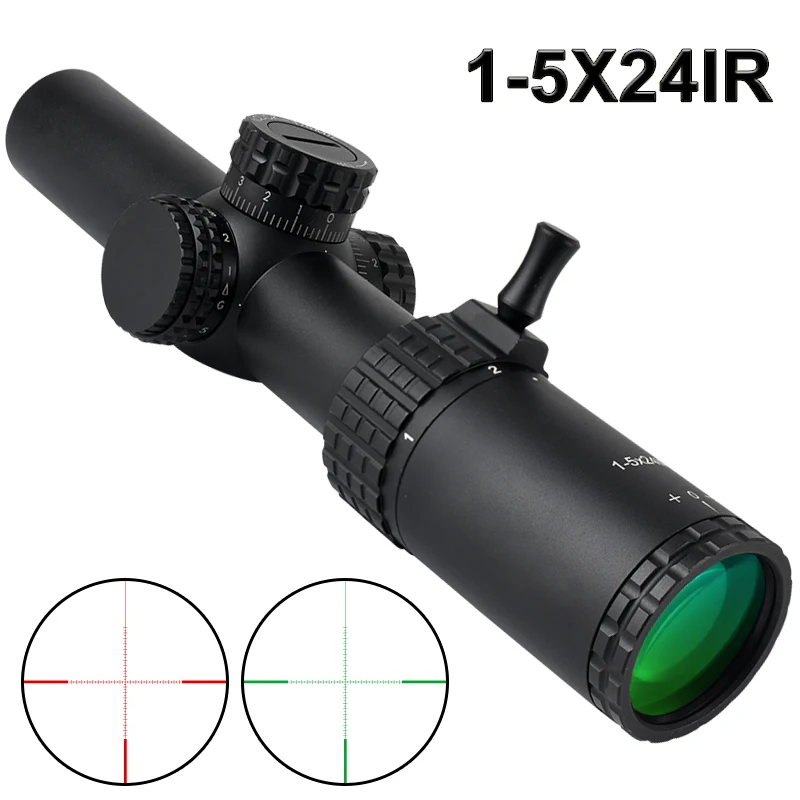 

1-5X24IR Outdoors HD Adjustable Optic Sight Tactical Reflex Riflescope Hunting Accessories 11mm/20mm Rail Mount