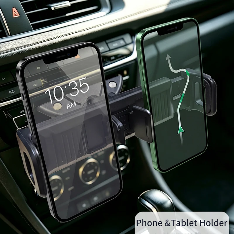 Car CD Slot Tablet Holder Stand 2 in 1 Adjustable Car CD Player Phone Tablets Mount for iPad iPhone Galaxy Tabs Xiaomi