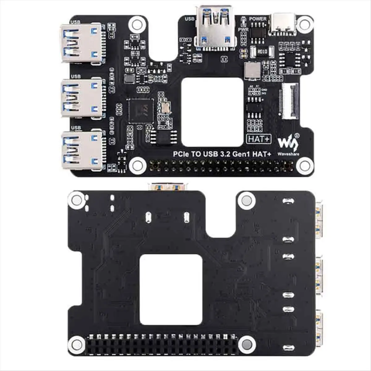 ABGN  PCIe to USB 3.2 Gen1 HAT+Expansion Board for 5 PCIe to USB HUB 4 High Speed USB Driver-Free Plug and Play