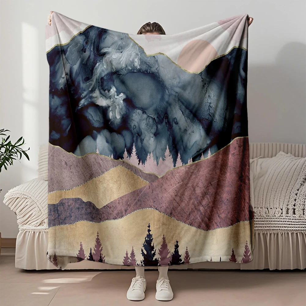 

Flannel Cozy Blanket Mauve Vista Oriental Design Bedsheet Premium Bedding Durable Ultra-soft Touch Blankets For Airbnb Hosts