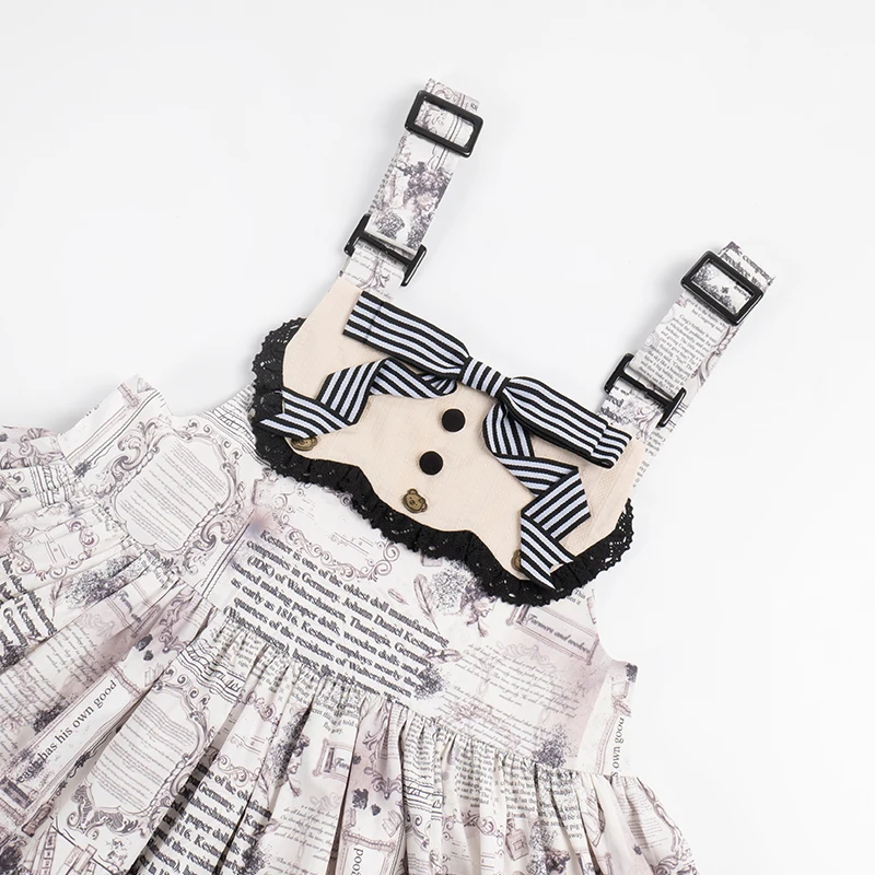 Design originale Retro Doll Sense Grembiule rimovibile Gonna con cinturino con stampa Lolita Estate 2025 Nuovo vestito per donna Abito vintage