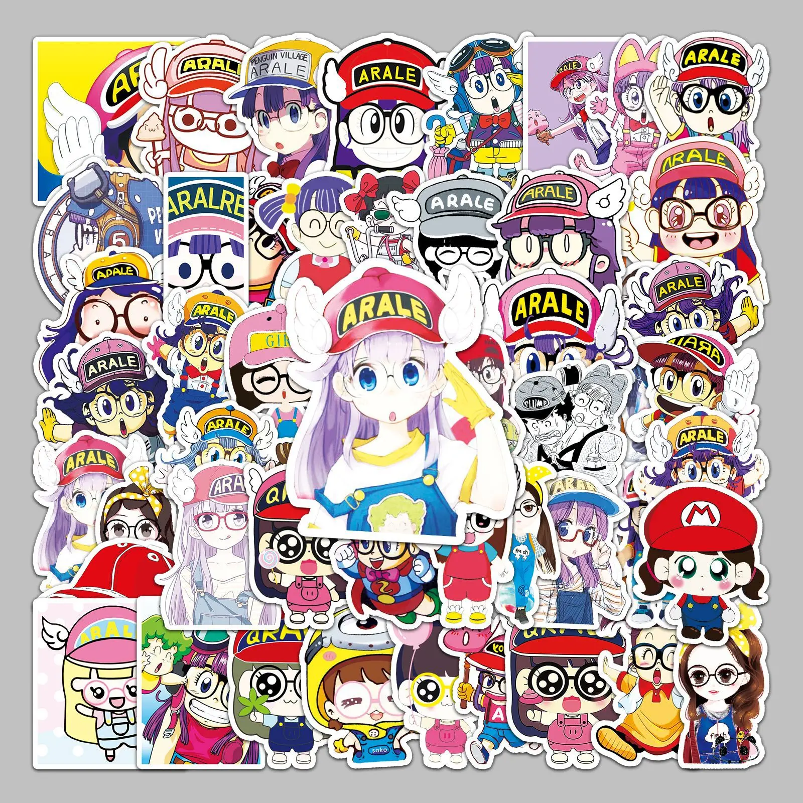 50pcs Anime Cartoon Arale Japanese Comic Peripheral Graffiti Suitcase Trolley Case Notebook Waterproof Sticker