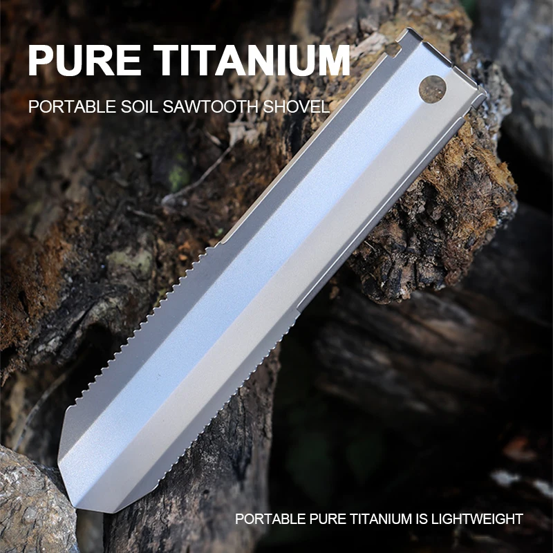 Titanium Camping Shovels Outdoor Compact Poop Shovel Trowel Ultralight Backpacking Multi Tool Hand Serrated Shovel For Hiking