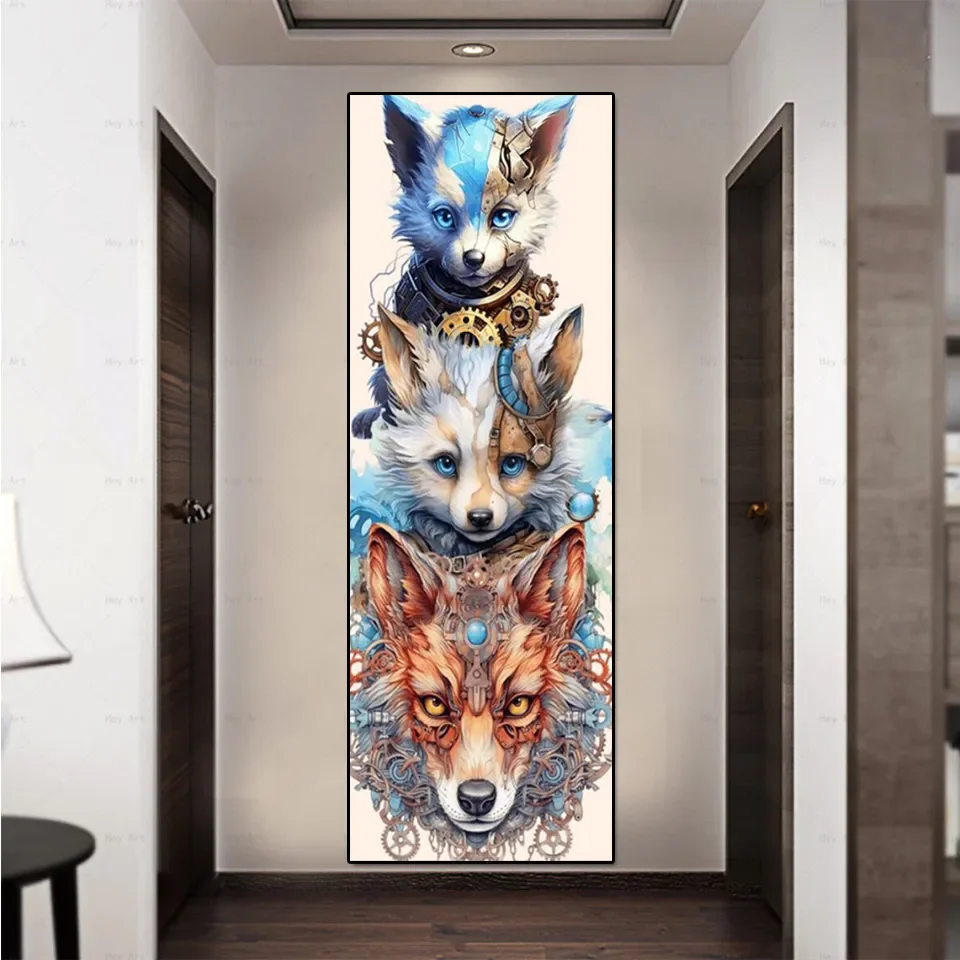 Gothic Steampunk Wolf 5D diy Diamond Painting Full Square Round Mosaic Embroidery Animal Home Christmas Gift X1316