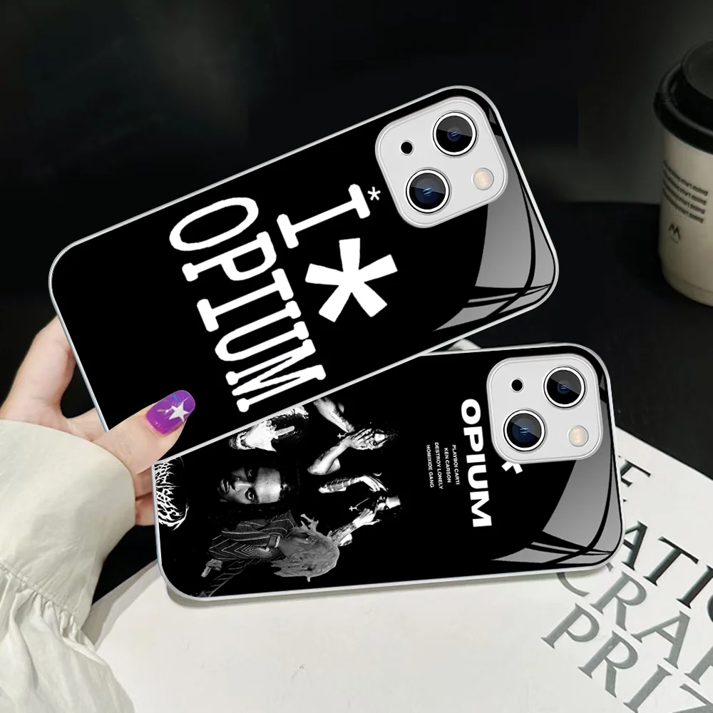 O-Opium Rap Playboi Carti Phone Case Tempered Glass For iphone 14 13 12 11 Pro Mini XS MAX 14Plus X XS XR Cover