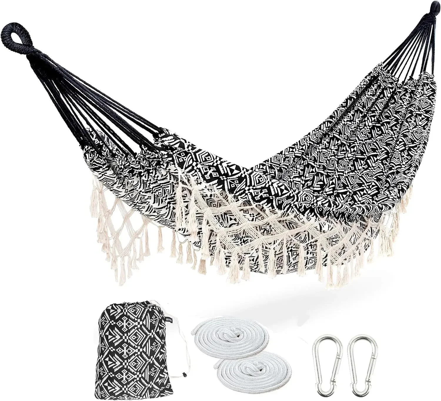 Hammock with Tassel,2 Person,Brazilian Tree Hammocks with Carry Bag for Bedroom,Garden,Backyard,Patio,Outdoor and Indoo