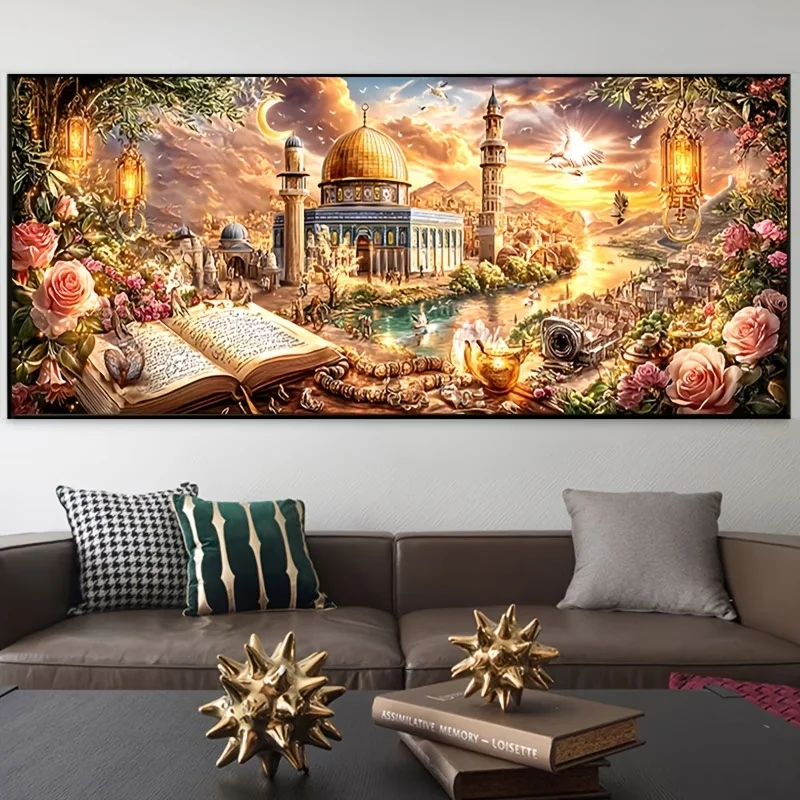 DIY Diamond Painting Islamic Architecture Sacred Book Landscape Cross Stitch Kit Diamond Embroidery Large Size Amazing Picture