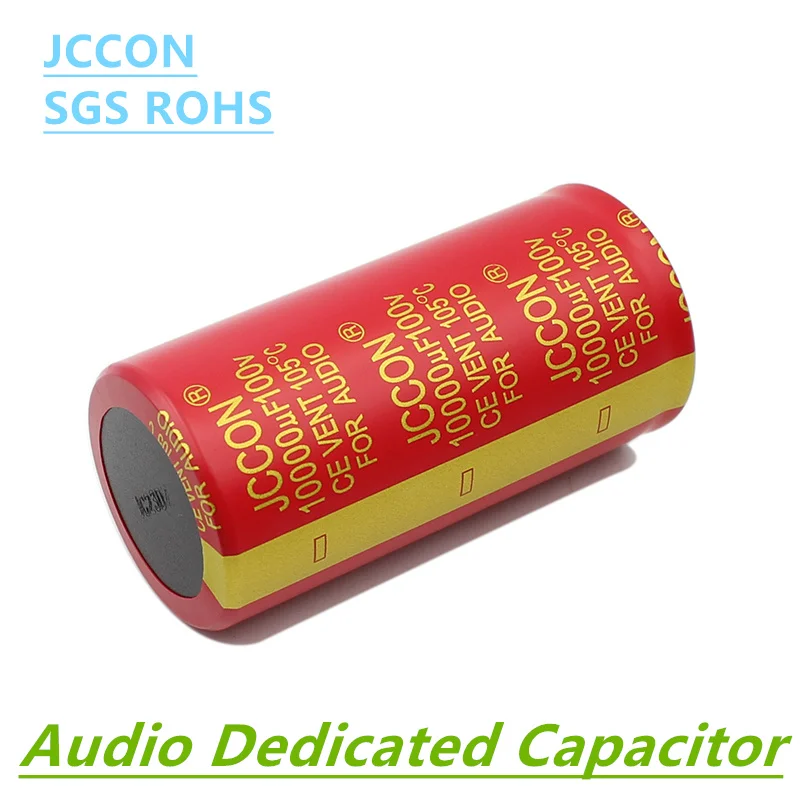 1PCS JCCON 100v10000uf Audio Electrolytic Capacitor 10000UF100V 35x70 Red Robe Copper Foot high Fidelity Amplifier Low ESR