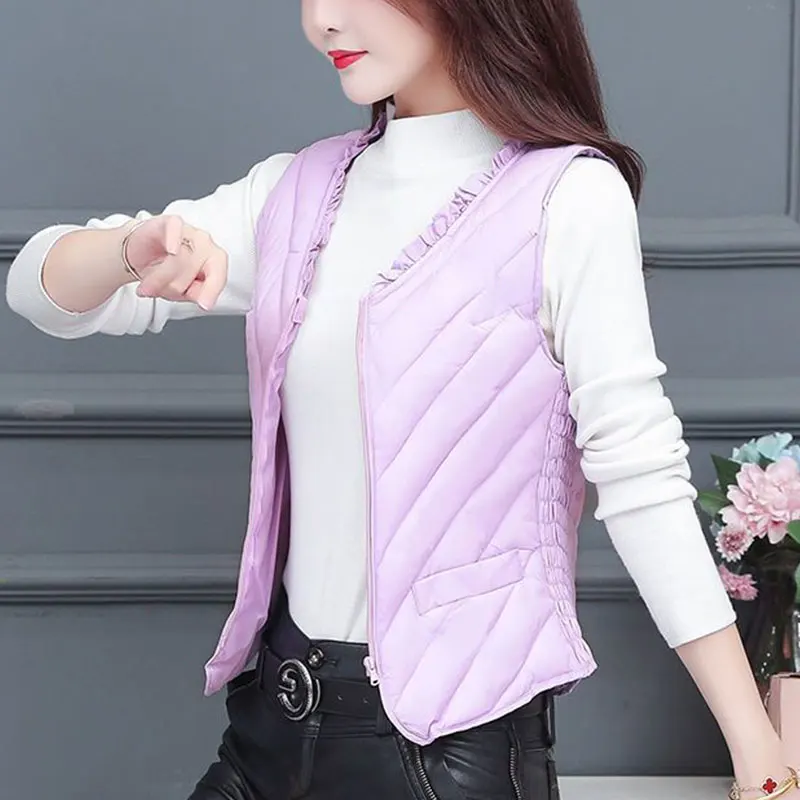 Women's Autumn Fashion Simplicity Solid Color Slim Vests Women Clothes Office Lady All-match Casual Temperament Tank Top Coat