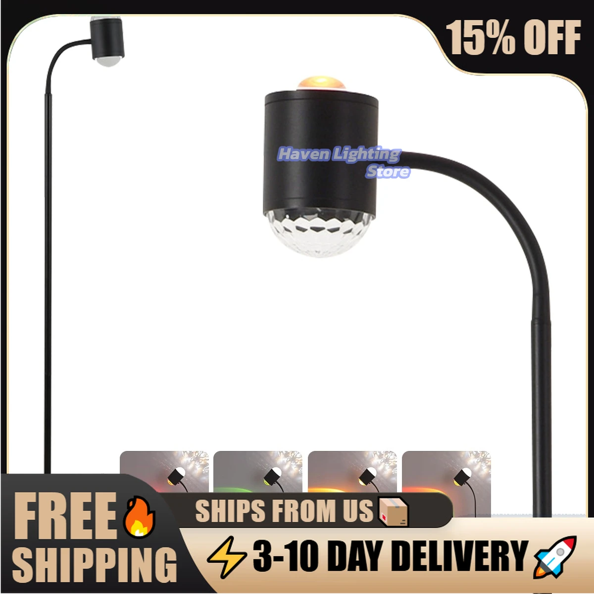 

Stylish Black Floor Lamp with 360° Adjustable Head, Modern Ambient Lighting for Living Room & Bedroom, Romantic Atmosphere Decor