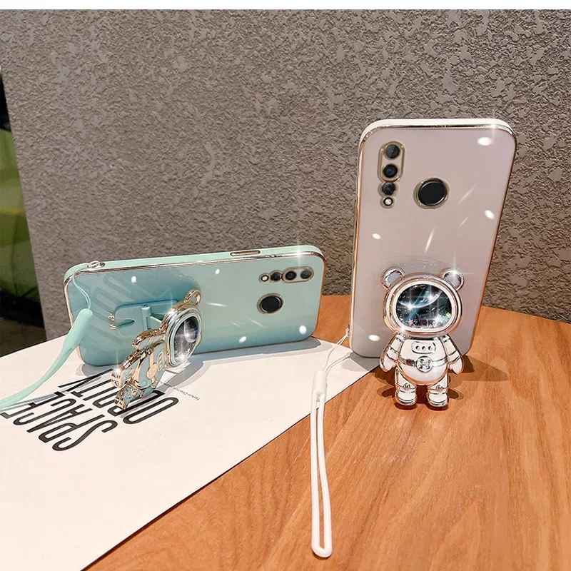 Luxury Quicksand Astronaut Case For Huawei Y9 Prime 2019 P40 Lite 3 50 Pro Folding Bracket Cover For Huawei Y7A Y9S P20 Y7 2019