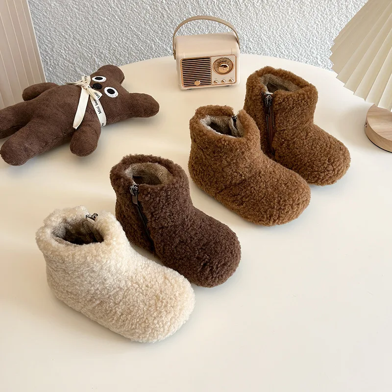 

New Winter Snow Boots For Baby Girls Cute Style Warm Lining Plush Fashion Ankle Boots For Kids Children's Shoes