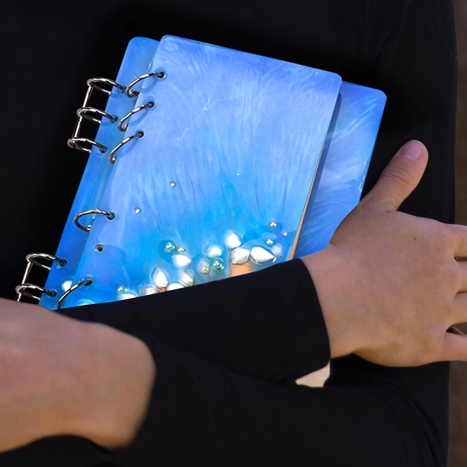 4 Pcs Crystal Epoxy Mold Notebook Silicone Resin Molds Tray for Books DIY Silica Gel Cover