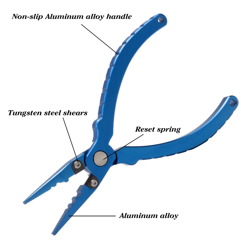 Fishing Tongs, Ultra Light Aluminum Fishing Gear Tongs with Tungsten Steel Braided Cutter, Sheath and Lanyard, Hook Remover, Sal