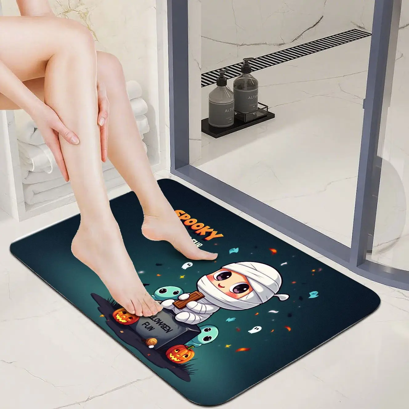 MatMuse لطيف المومياء هالوين ممسحة لينة دياتومي الأرض حصيرة الحصير حمام غرفة مدخل المطبخ التجفيف السريع الأزياء حصيرة