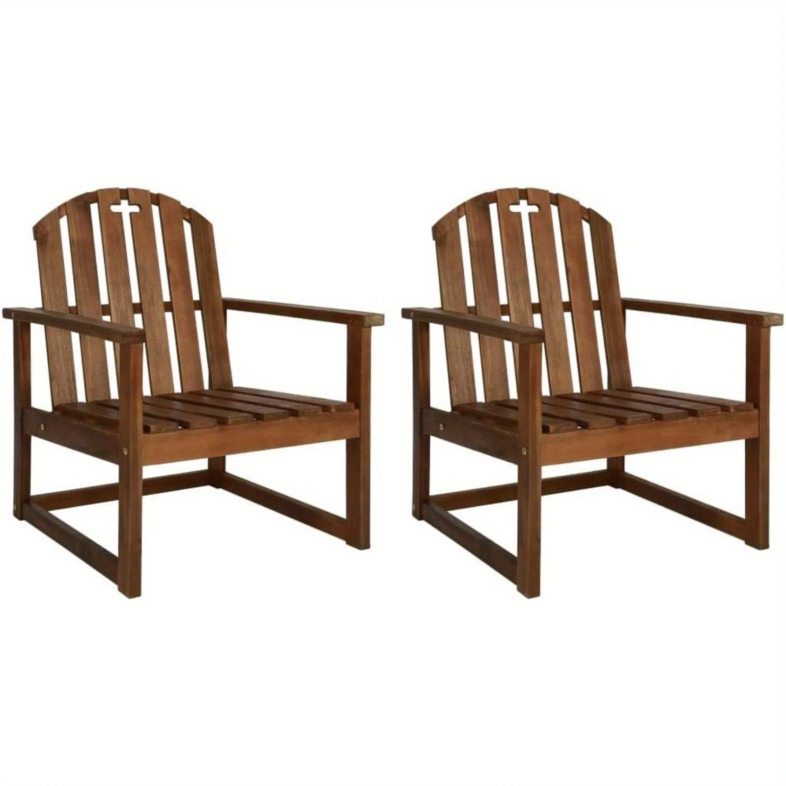 Patio Chairs 2 Pcs, Patio Dining Chair with Armrest for Porch Yard Deck Garden Lawn Balcony Backyard, Solid Wood Acacia