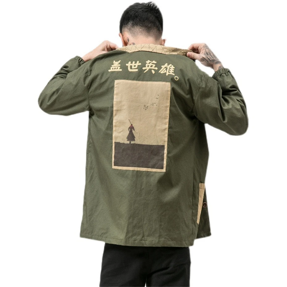 Japanese Style Harajuku Jacket Men Fashion Patchwork Jackets Coats Male Vintage Button Jacket