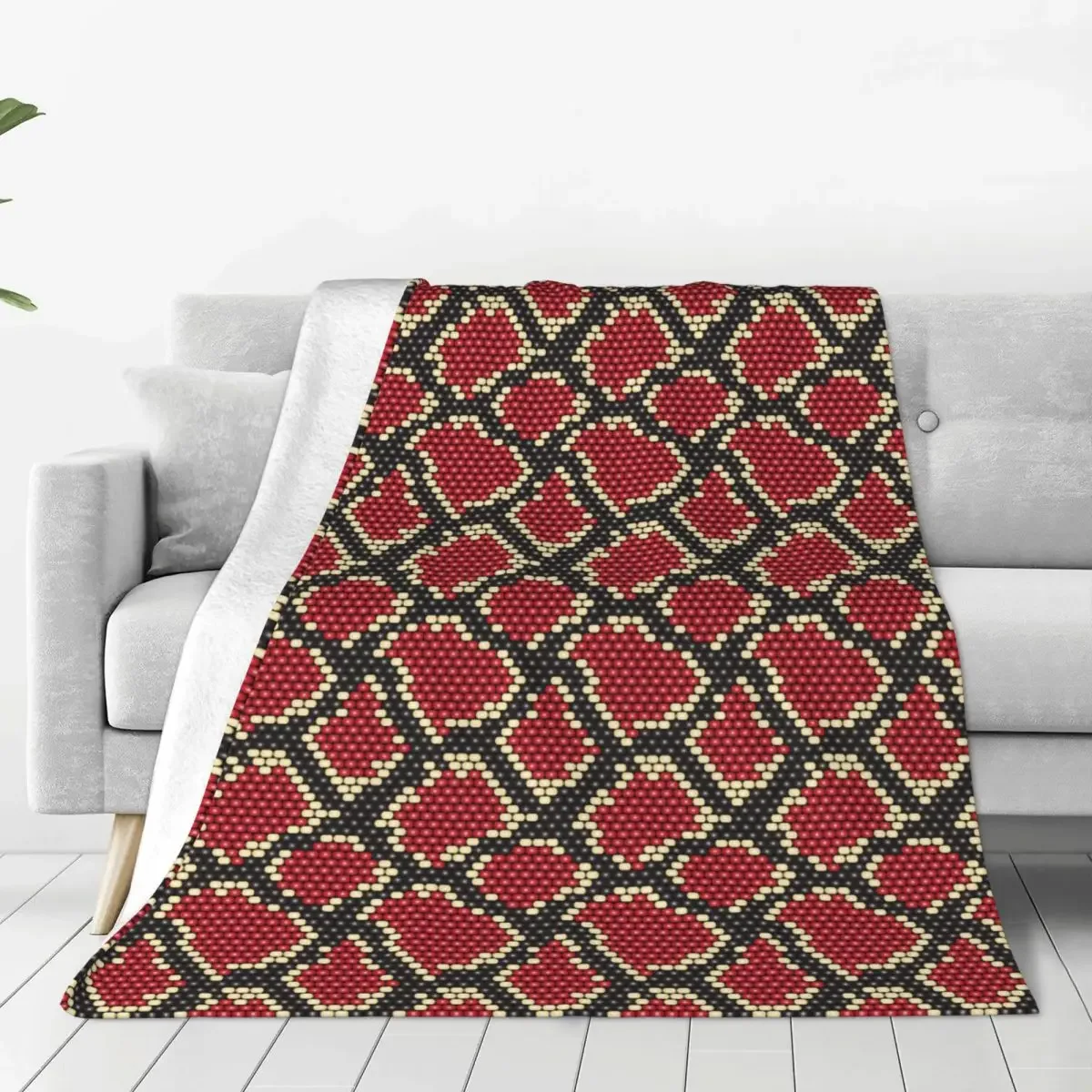 Snake Skin Pattern Retor Blanket Flannel Spring Autumn Portable Ultra-Soft Throw Blankets for Bed Office Bedspreads