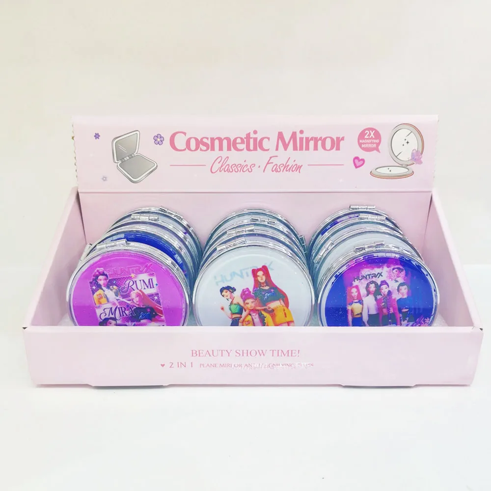 1개입 케이팝 데몬 헌터즈 접이식 메이크업 거울 휴대용 양면 거울 학생 기숙사 데스크탑 소형 선물