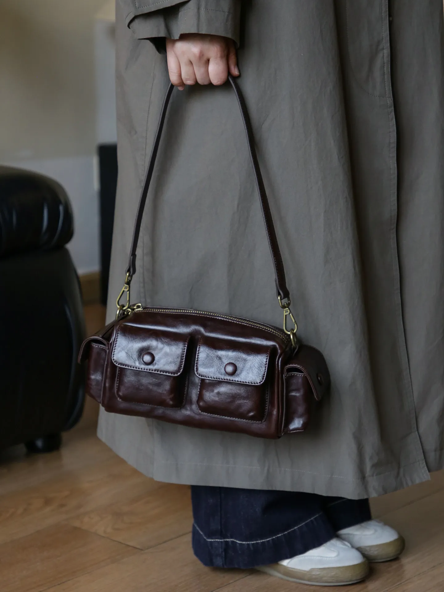 Organizers designers handmade first layer cowhide women's shoulder bag casual travel genuine leather ladies crossbody bag
