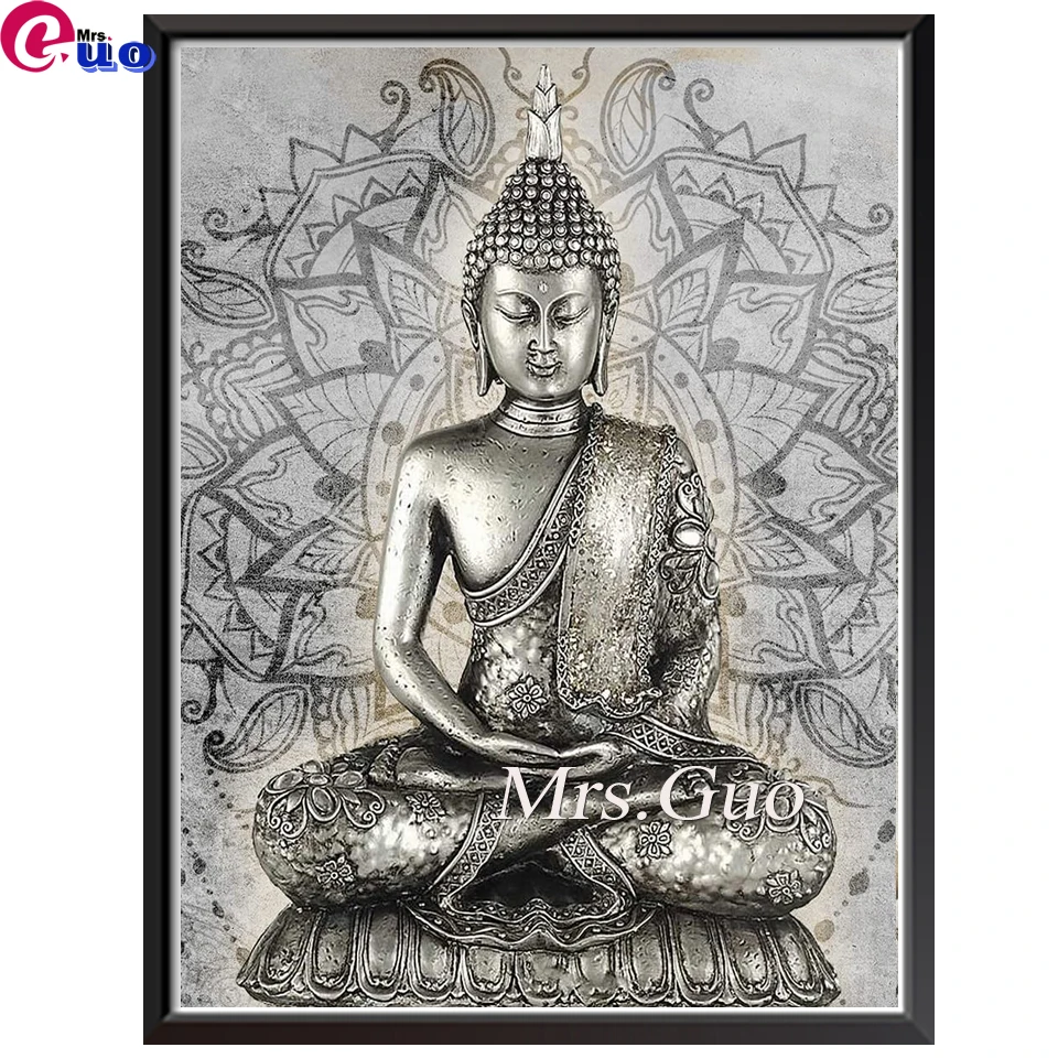 Diamond Embroidery Mandala Vintage Meditation Buddha Mosaic 5D Rhinestones Diamond Painting Portrait Cross Stitch Home Decor