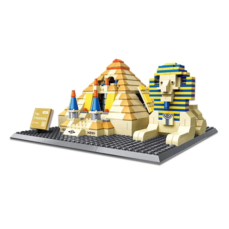 643 peças tijolos arquitetura mundialmente famosa grande pirâmide de giza-cairo egito modelo tijolos de construção brinquedo para crianças