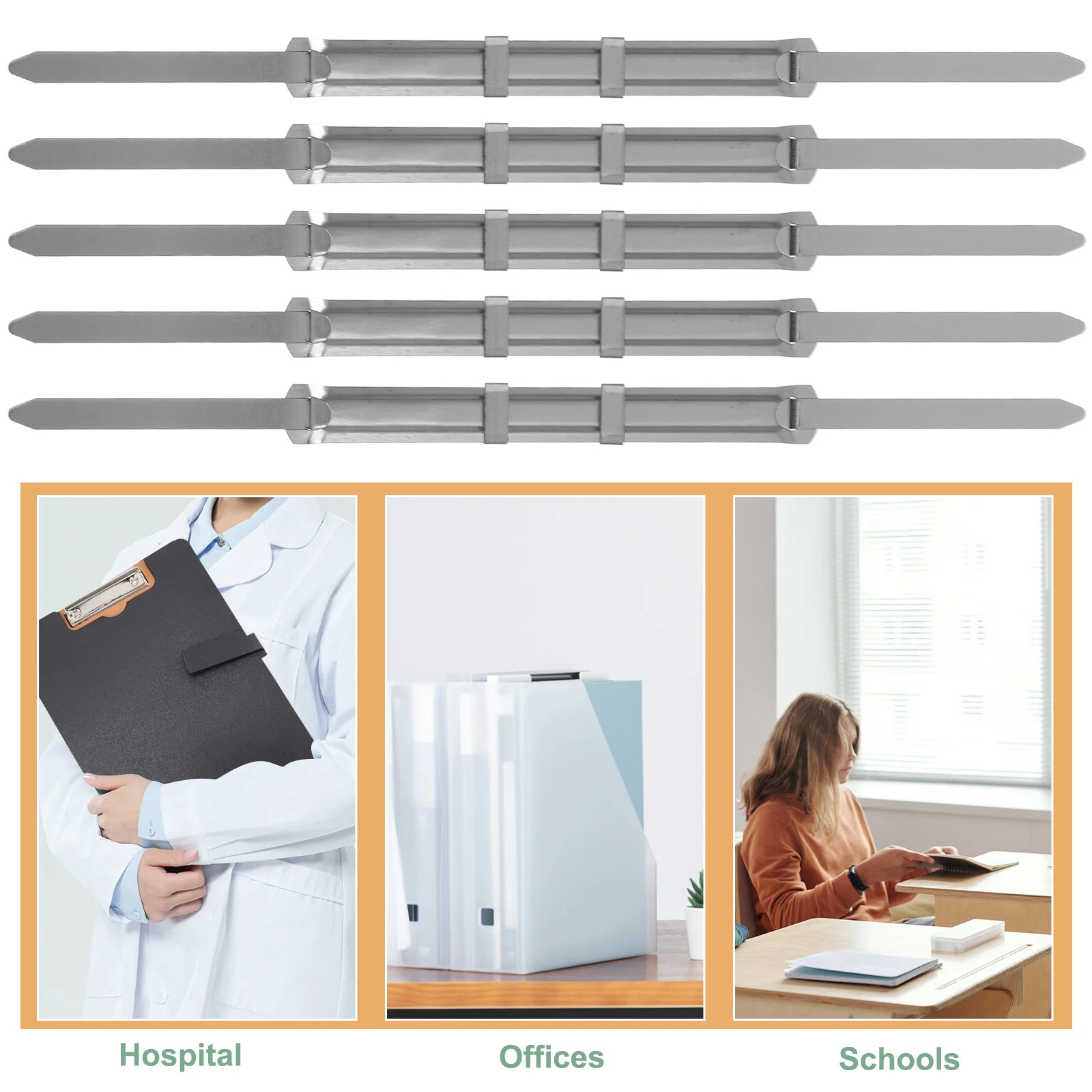 50 Stück Metall-Bindungs-Wirbelsäulenklammern, robust, für Büro, Schule, Dokumenten-Organizer, stilvolles Design, Aktenordner-Zubehör