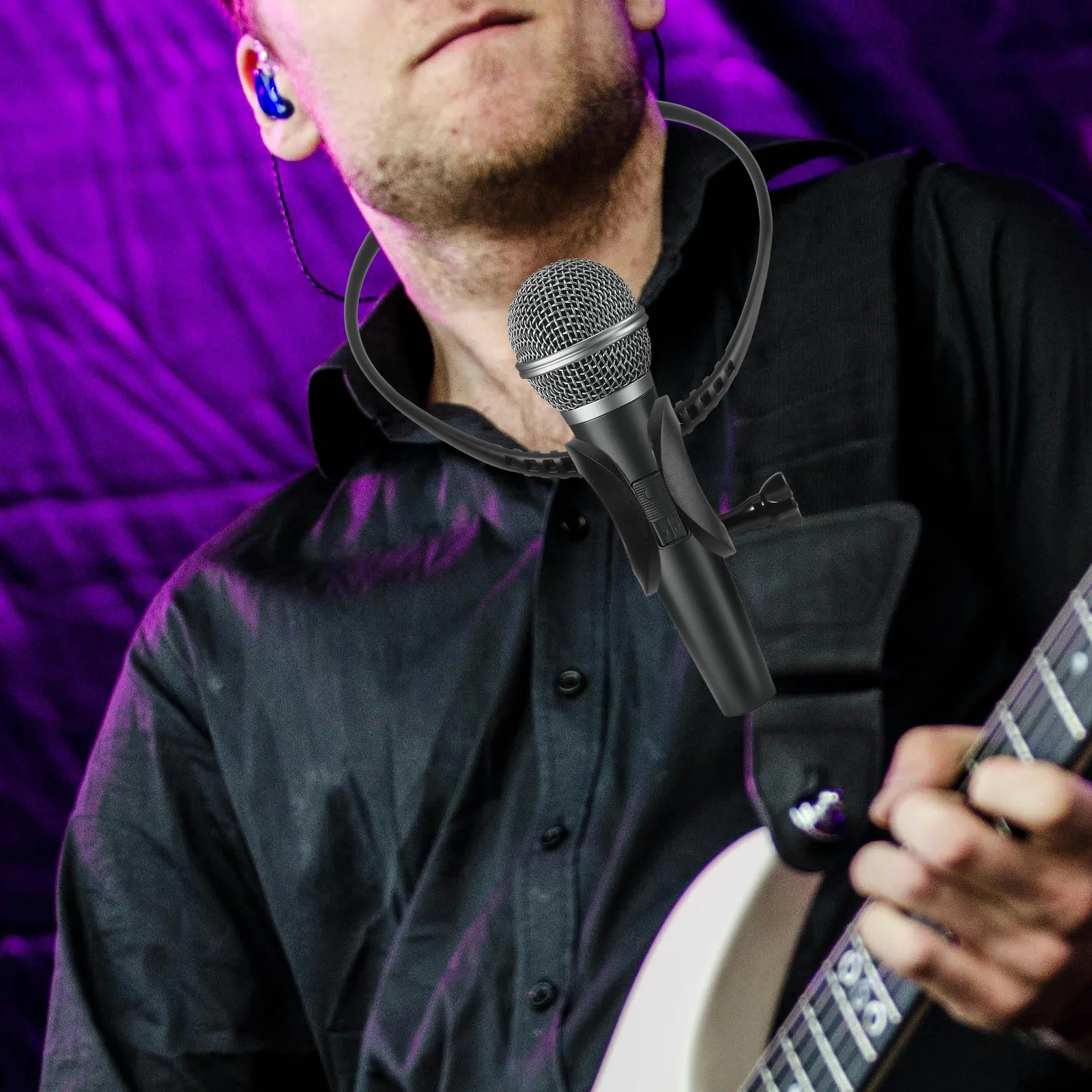 

Hands-Free Neck Hanging Mic Holder for Secure Microphone Carry - Lightweight Portable Support for Live Streaming Singing and