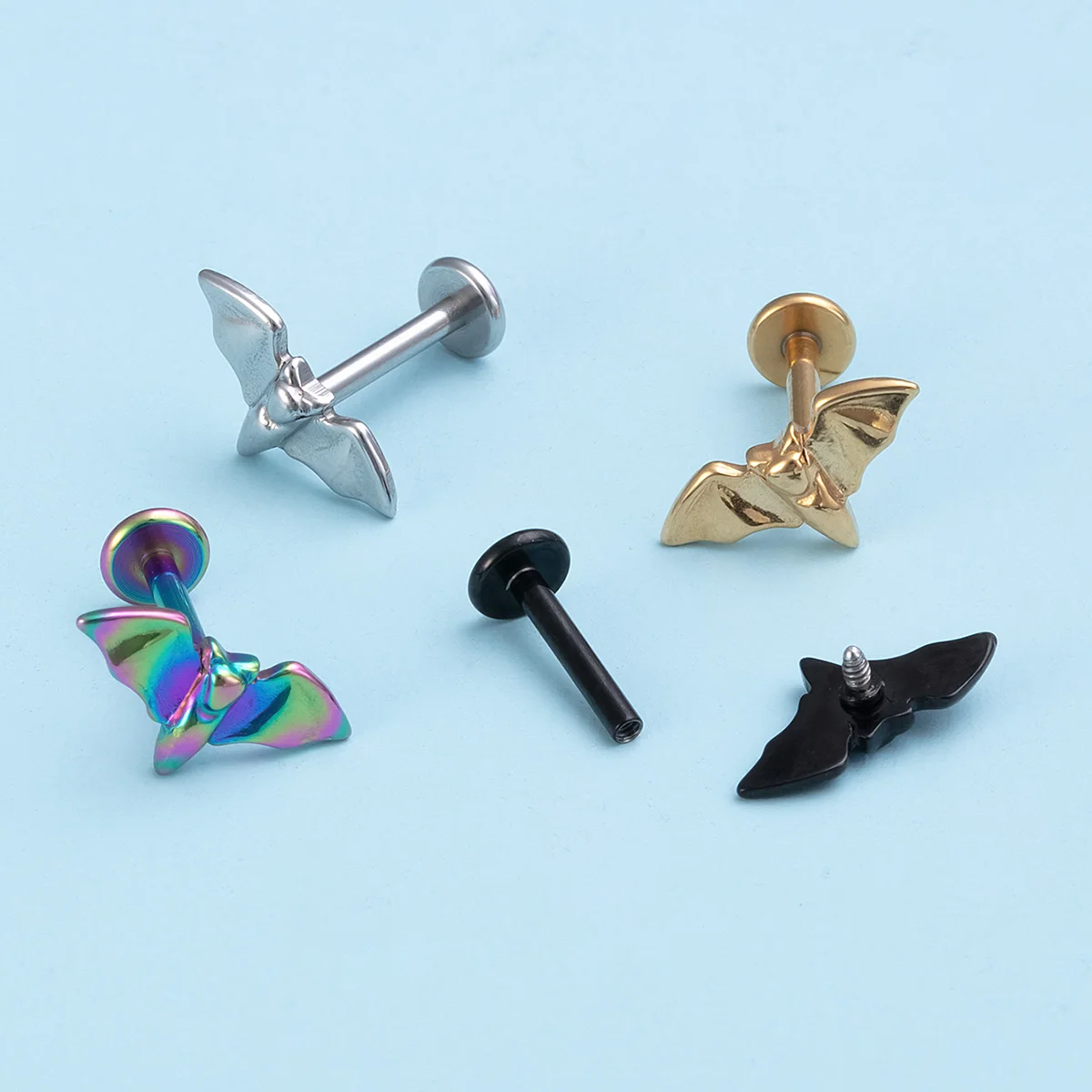 Halloween Bat Labret Monroe Piercing Lip Ring, 16G