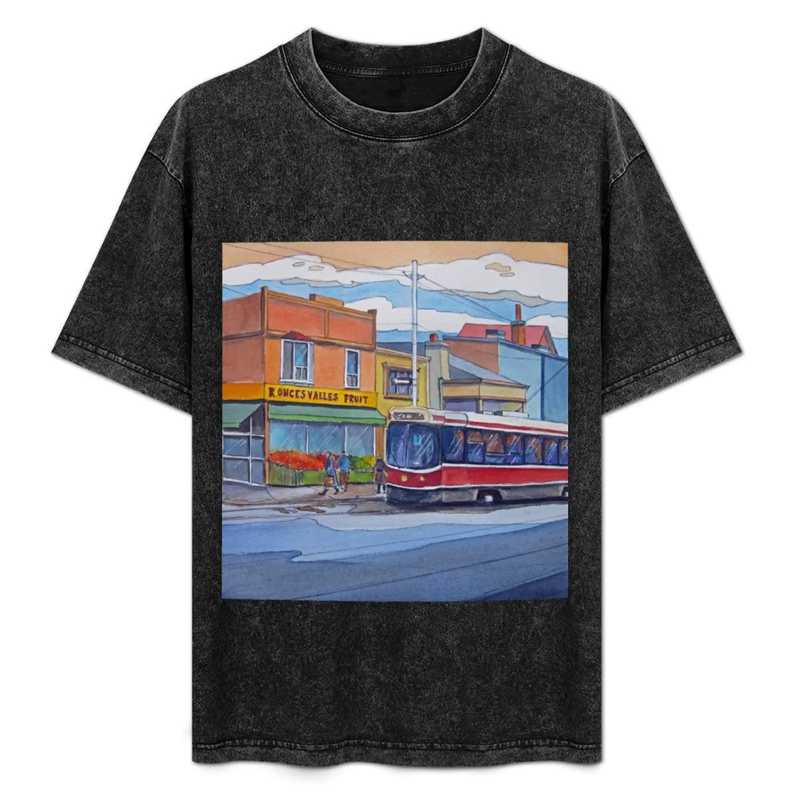 

The Roncesvalles Car T-Shirt man t shirt Aesthetic clothing customs tee shirts for men