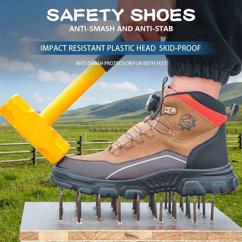 Steel Toe Safety Shoes Men Women Anti-Slip Work Boots Puncture-Resistant Industrial Construction Footwear Breathable Mesh Upper