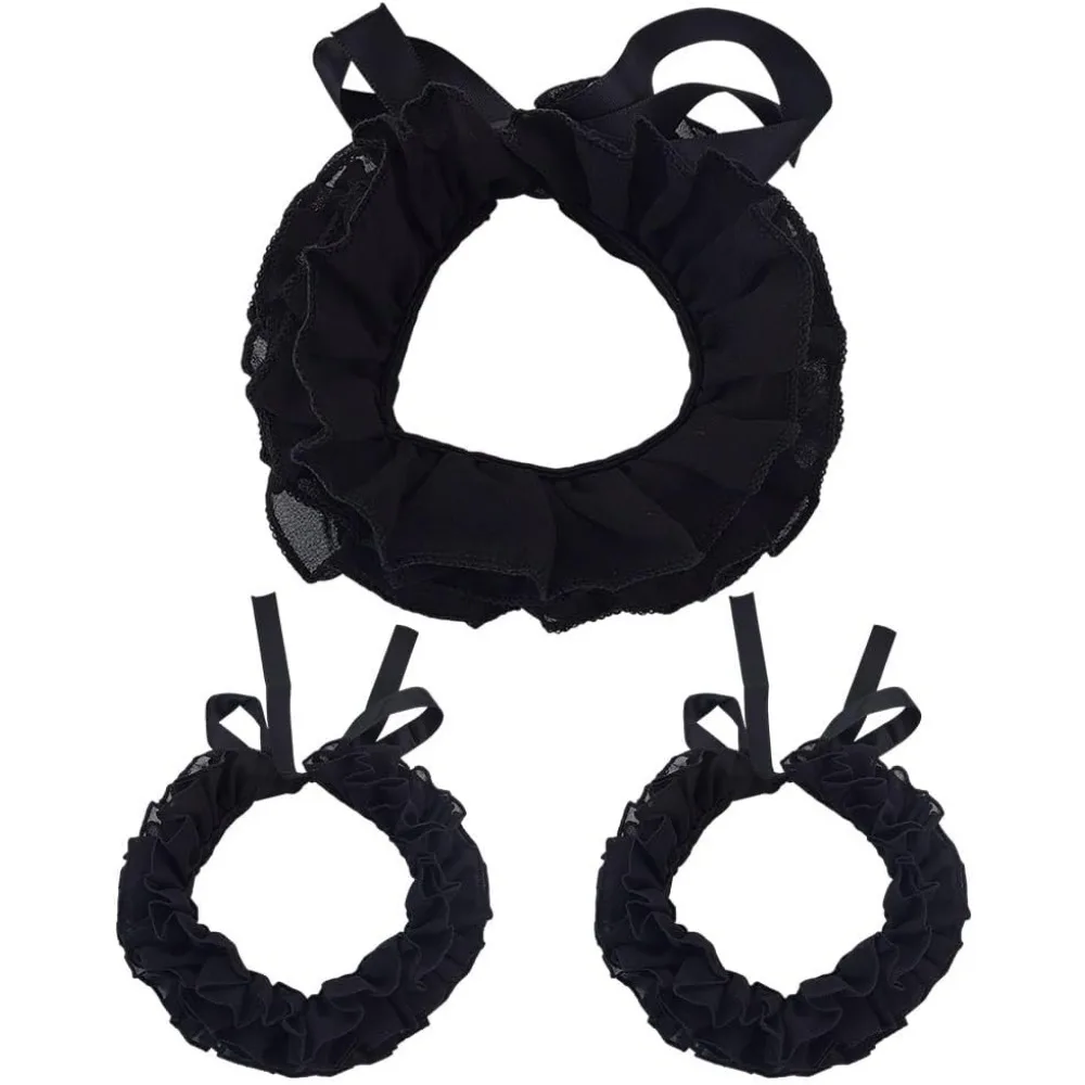 

1 Set Ruffled Collar Cuffs Set Layered Lace Jabot Collar Detachable Collars Victorian Cuffs for Women Halloween