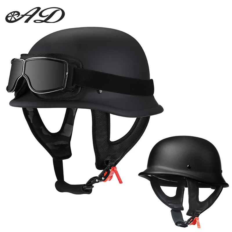 

AD new motorcycle helmet retro half helmet four seasons general German soldier helmet motorcycle scoop helmet