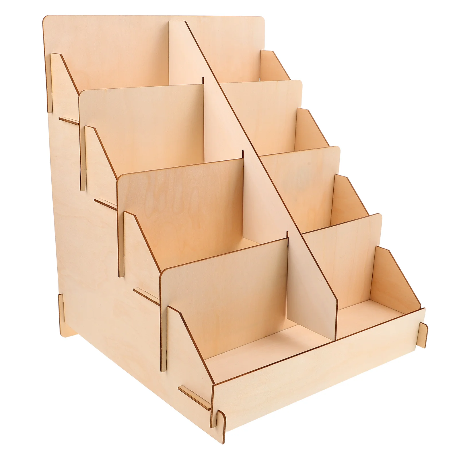 

Wooden Greeting Card Display Stand Multi Tiered Desk Organizer Postcard Holder Office Rack Countertop Retail Decor