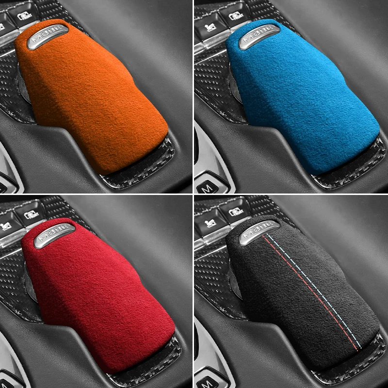 Made of Alcantara For Chevrolet Corvette C8 Gear Shift Knob Boot Cover Trim Sticker Anti Scratch Car Interior Tuning Accessory