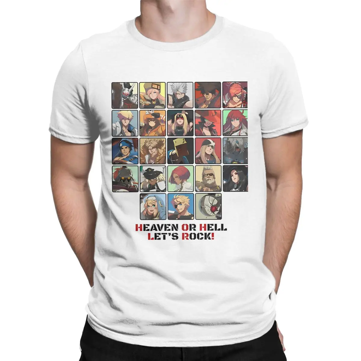 Vintage Guilty Gear GeAllChars T-Shirt for Men Crewneck Pure Cotton T Shirts Short Sleeve Tee Shirt Printed Clothes