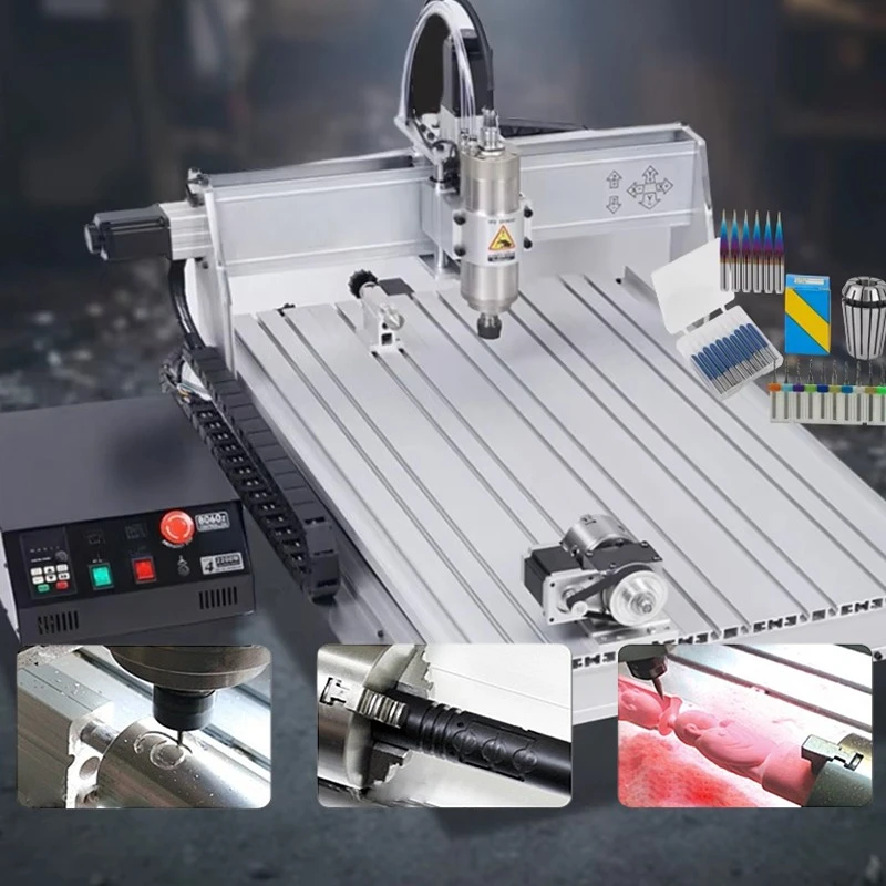 Wood Engraver Router 3040 6040 8060 CNC Water Cooling USB Port Aluminum Engraving Drilling Milling Machine Optional Rotary Aixs