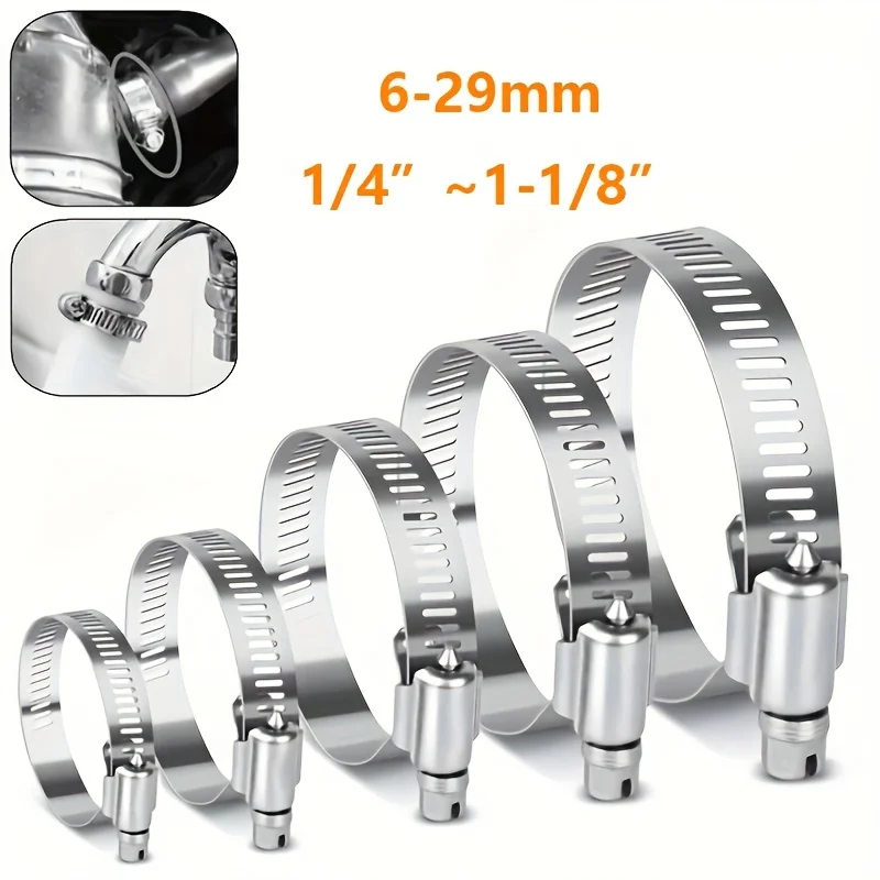 40/30/20-teiliges Schlauchschellen-Set, 1/4 Zoll – 1-1/8 Zoll (6–29 mm), Schneckengetriebe-Schlauchschellen aus Edelstahl 304, für Rohre, Ladeluftkühler, Sanitär
