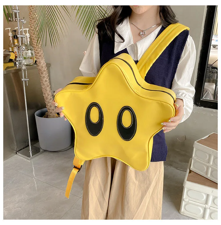 Big Eyes Star Backpack Korean Spicy Girl Y2K Cute Fashion Student Bag Women Kawaii Waterproof Street Style Leather School  Bags