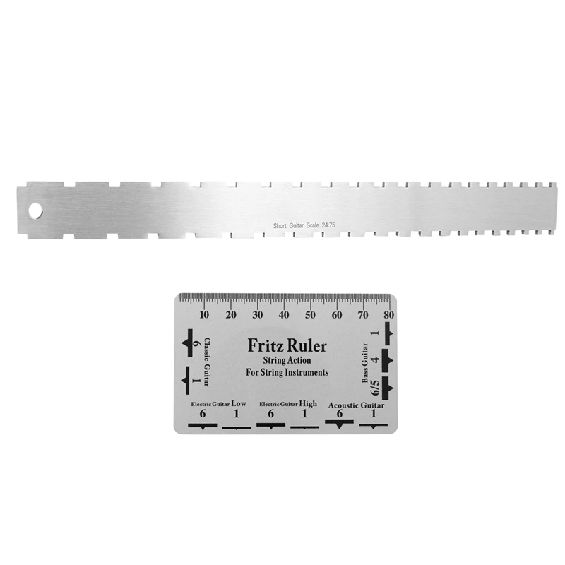 

10X Guitar Neck Notched Straight Edge Luthiers Tool With String Action Ruler Gauge For Gibson 24.75Inch Fender 25.5 Inch