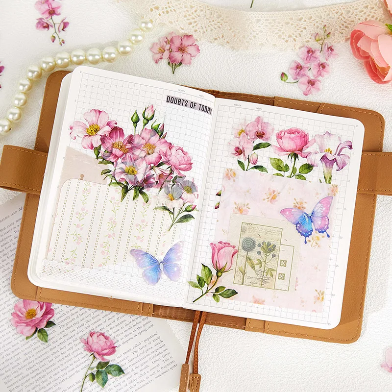 

50pcs/lot Kawaii Scrapbook Stickers Picking up blooming flowers lightly Scrapbooking Supplies diary Planner Decorative