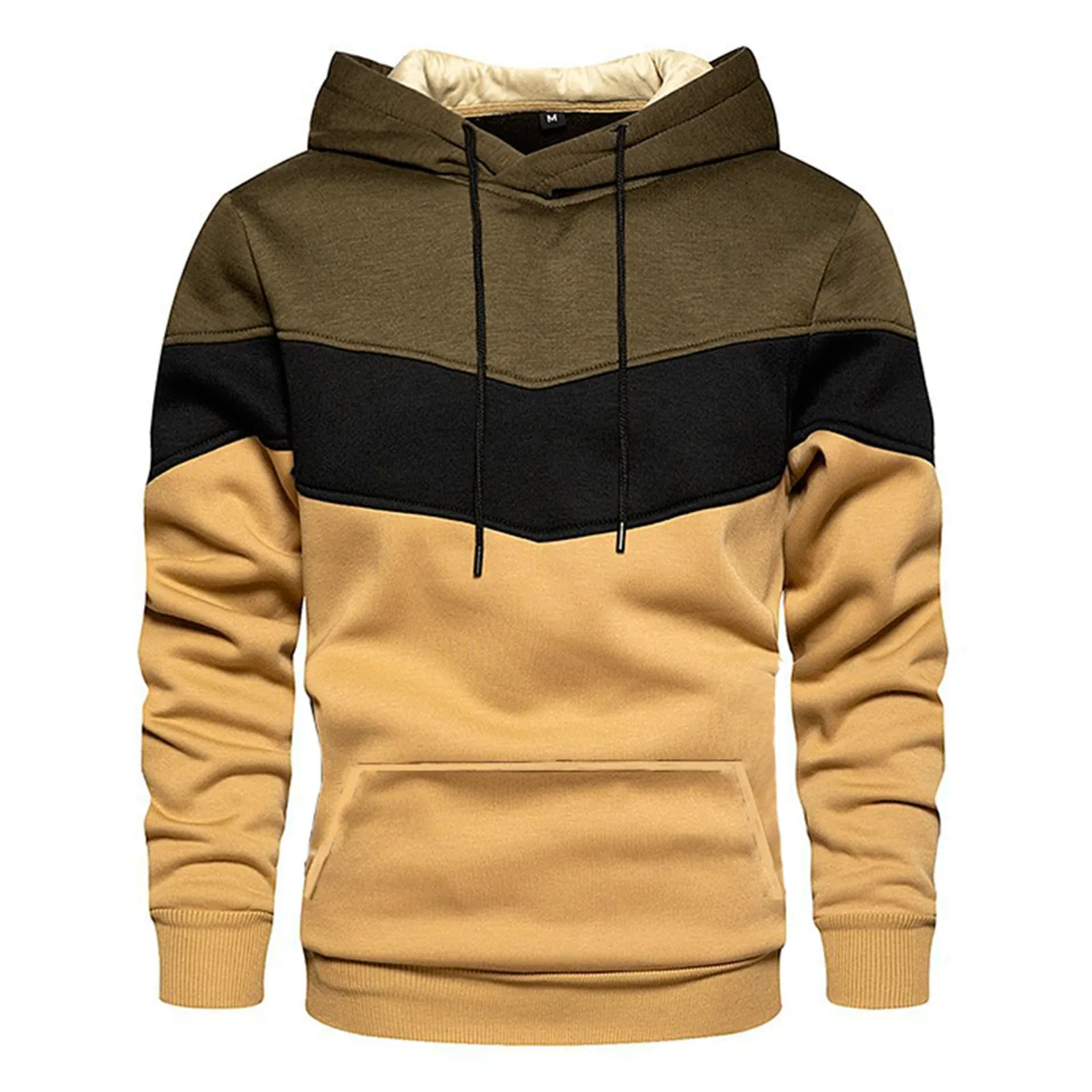 Men's Casual Hoodies Patchwork Color Blocking Sweatshirts Spring And Autumn Street Casual Sports Tops Loose Male Hoodies