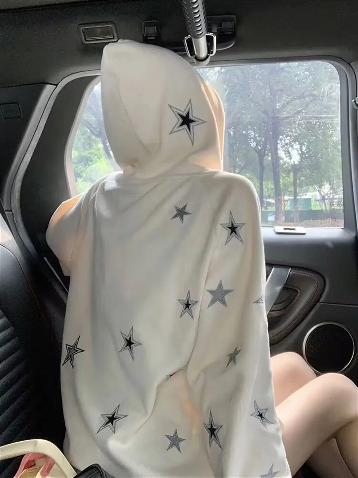 معطف بقلنسوة فريد من نوعه ومتخصص بطباعة نجوم للربيع والخريف، مجموعة من اتجاهات الموضة غير الرسمية، رياح كسولة متعددة الاستخدامات