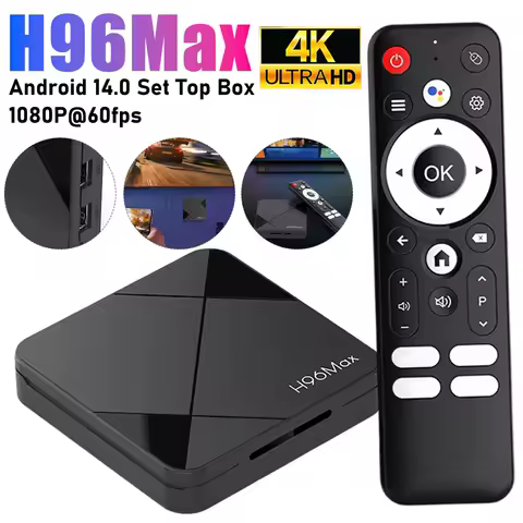 H96Max Smart TV Box Android14 WiFi6 BT5.4 Set Top Box RK3518 4K HD TV Media Player Support Voice Remote Control Mouse Assistant