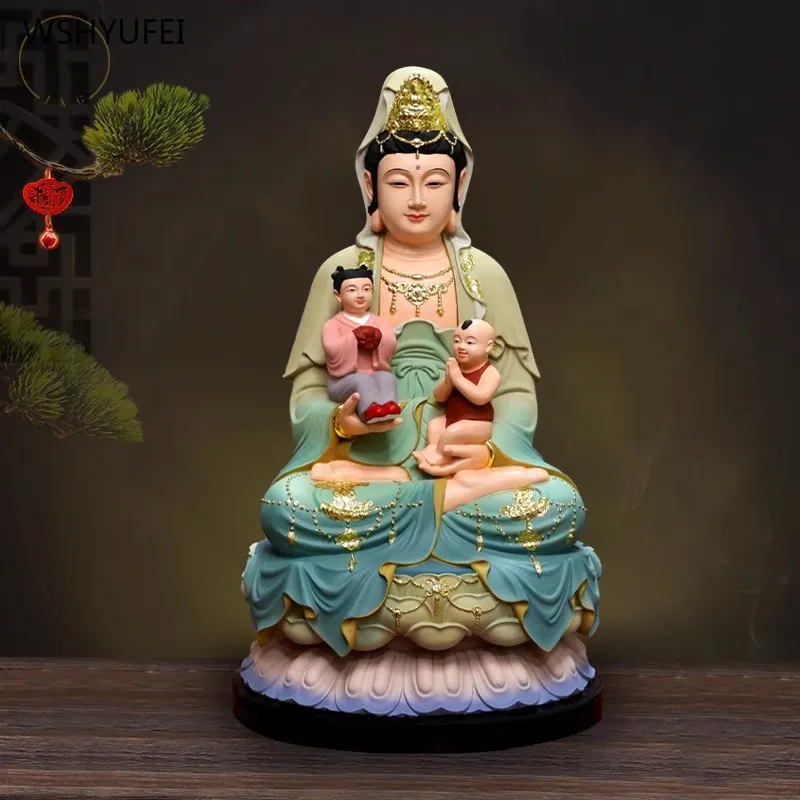 

Home offerings of Buddha statues Avalokitesvara Bodhisattva statue of sending children Resin crafts Household deity ornaments