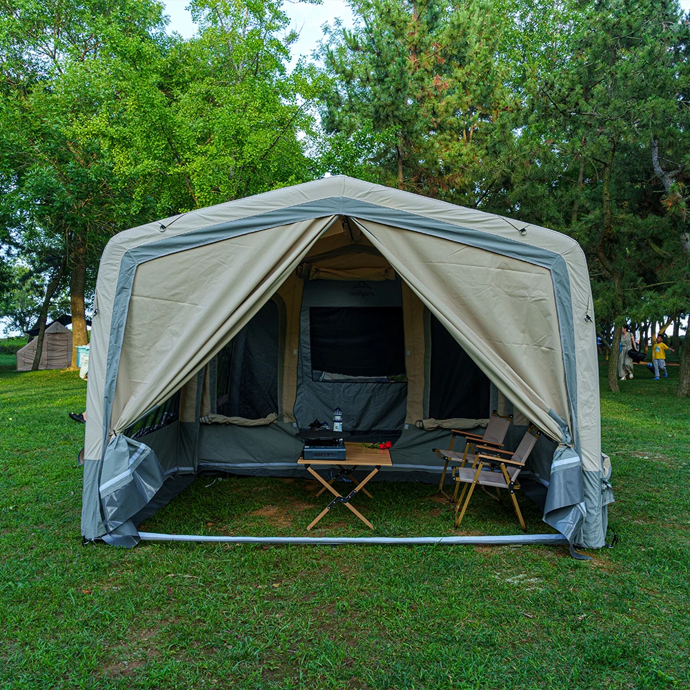Park Inflatable Tent With Tc Cotton Outer Tpu Air Column Pvc Base Breathable Mesh Door Comfortable Design For Outdoor