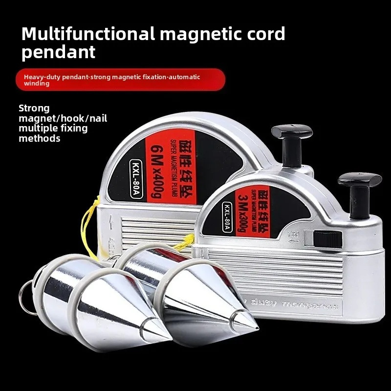 Magnetic Plumb Bob Set 3m/6m Line Strong Magnetic Conical Plumb Rite Carpenter Construction Vertical Alignment Tool