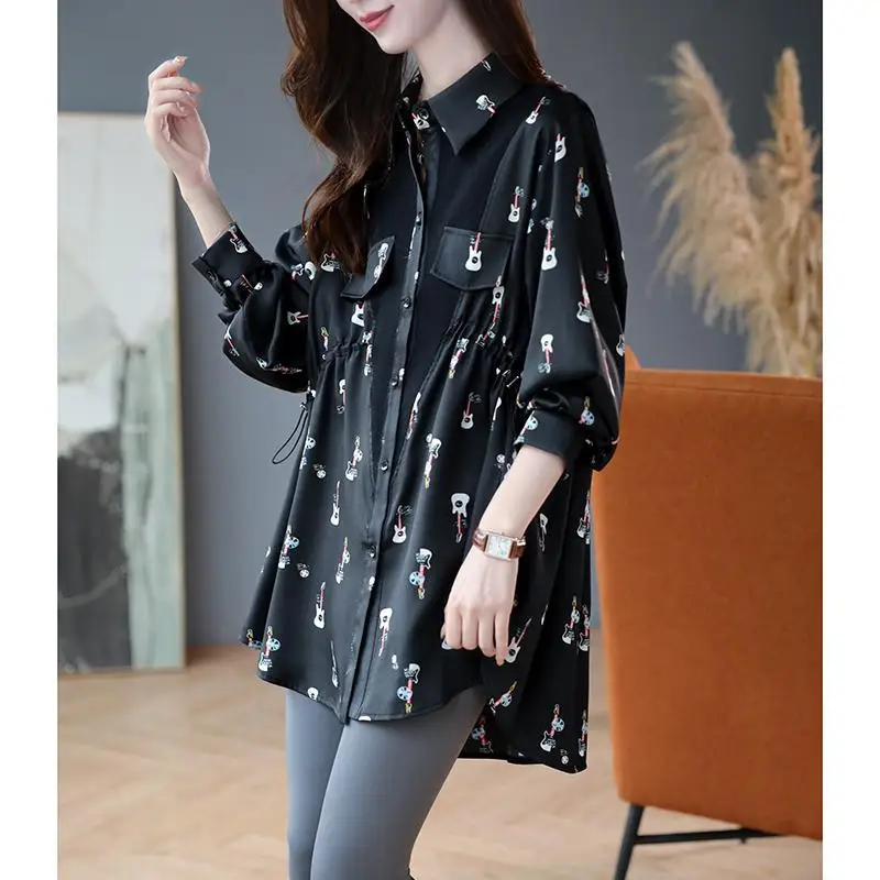 Lente Herfst Nieuwe Mode Elegante Polo Hals Lange Mouwen Blouse Effen Kleur Casual Veelzijdige Westerse Stijl Kleding Vrouwen Shirts