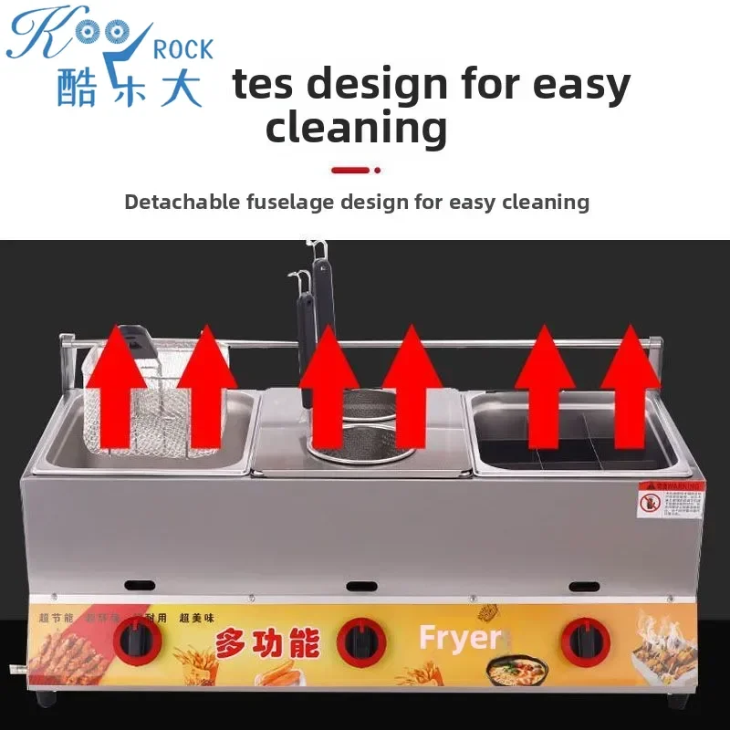 

High-Capacity Oil Fryer for Chicken, Oden, NoodlesCommercial Gas Fryer Stall Cart - Multi-Purpose & More w/ Modular Gas Burner
